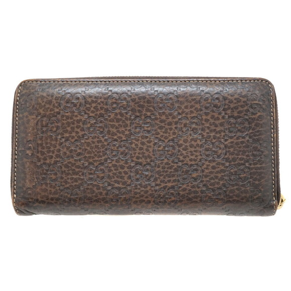 Gucci Zip Long GG Wallet Brown Bamboo Leather - Picture 1 of 12